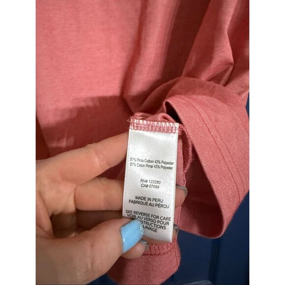 Travis Mathew Salmon Striped Golf Polo Shirt Size M - Picture 4 of 5